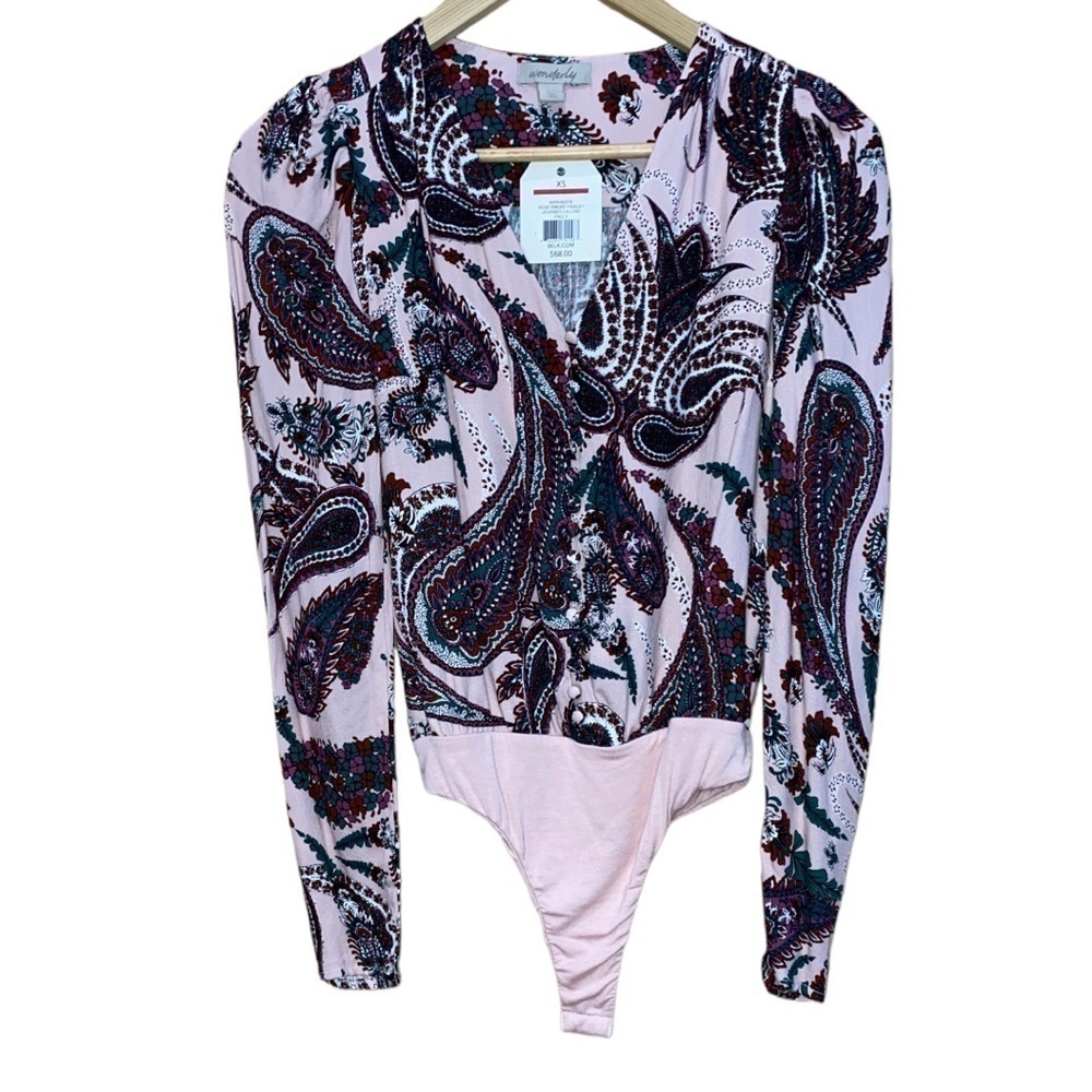 𝅺WONDERLY Rose Smoke Paisley Journey Calling Bodysuit Size XS